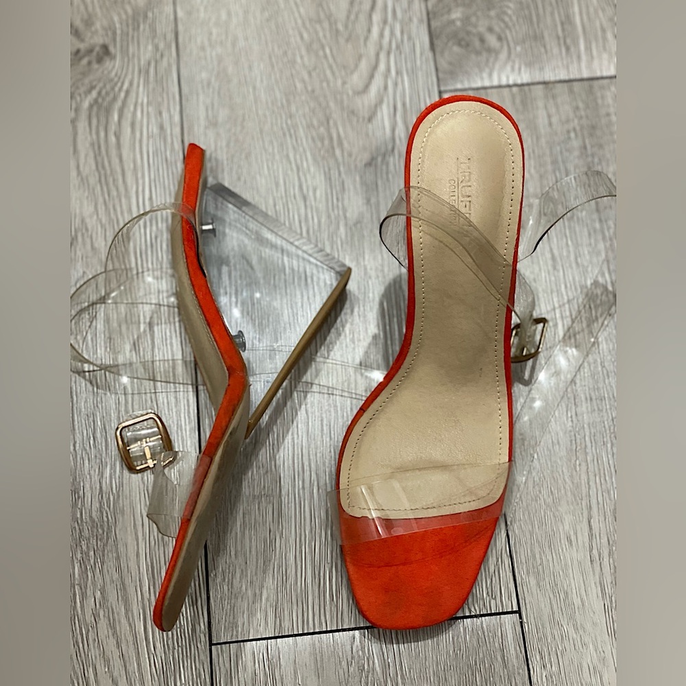 truffle collection wedge sandals clear straps 9.5